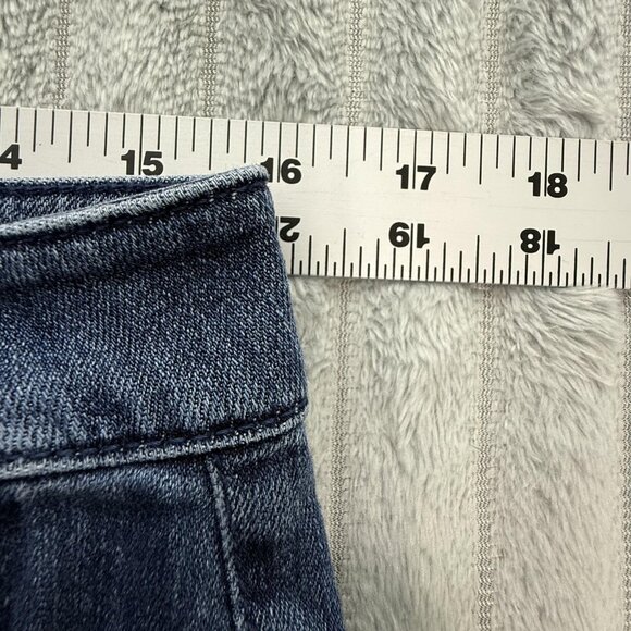 J Jill Jeans Womens 8 Wide Leg Tab Waist Cropped Blue Denim Stretch Capri Pants - Picture 6 of 9